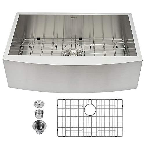 33 Farmhouse Sink - Logmey 33 Inch Kitchen Sink Apron Front Deep Single Bowl Sink 18 Gauge Stainless Steel Farm Sink