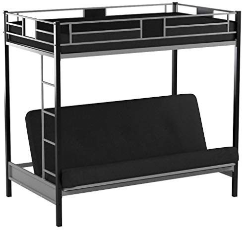 DHP Silver Screen Metal Bunk Bed with Ladder, Black, Twin