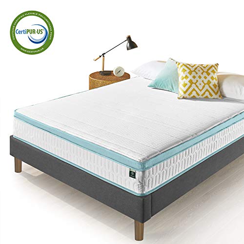 Zinus 10 Inch Mint Green Memory Foam Hybrid Spring Mattress, Queen