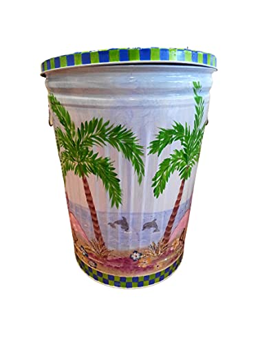 20 Gallon Hand Painted Galvanized Trash Can