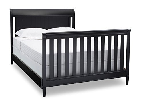 Delta Children New Haven 4-in-1 Convertible Crib, Charcoal Grey with Twinkle Stars Crib & Toddler Mattress