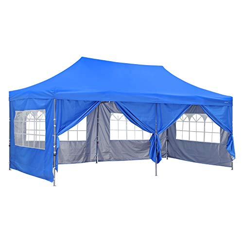 10x20 ft EZ Instant Pop up Canopy Tent,Party Tent Folding Heavy Duty Height Adjustable Sun Shelter with Removable Sidewalls and Roller Bag