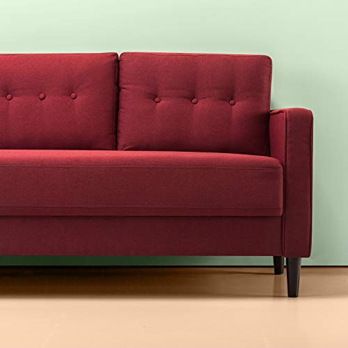 Zinus SSMC-RE Mikhail Mid-Century Upholstered 76.4 Inch Sofa / Living Room Couch, Ruby Red Weave