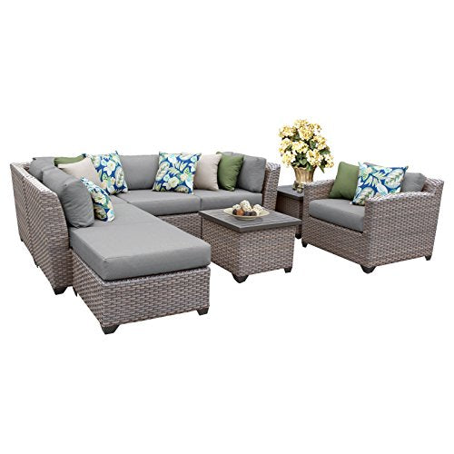 TK Classics FLORENCE-08g 8 Piece Outdoor Wicker Patio Furniture Set