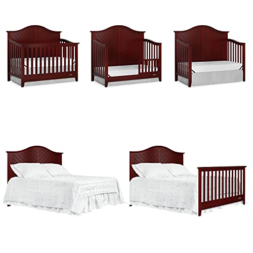 Dream On Me Ella 5-in-1 Convertible Crib in Cherry, Greenguard Gold Certified