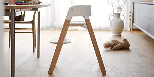 Stokke Steps 5-in-1 Adjustable Baby High Chair, Natural Legs and White Seat (Chair Only)