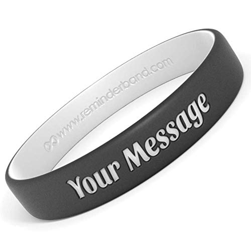 100 Custom LUXE Silicone Wristbands - Personalized Silicone Rubber Bracelets - Customized For Promotions, Events, Gifts, Support, Fundraisers, Awareness - Men, Women, Kids (Midnight Black, Large)