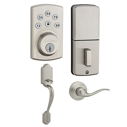 Kwikset 907 Powerbolt 2.0 Electronic Deadbolt Featuring SmartKey with Arlington Handleset (Satin Nickel)