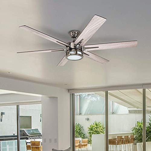 Honeywell Ceiling Fans 51035-01Kaliza Modern LED Ceiling Fan with Remote Control, 6 Blade Large 56", Gun Metal 52" (Renewed)