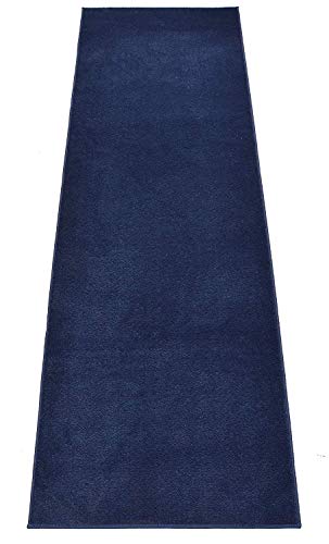 Custom Size Runner Rug Solid Color Roll Runner 26 Inch Wide x Your Length Size Choice Slip Skid Resistant Rubber Back 3 Color Options Euro Collection (Royal Navy Blue, 20 ft x 26 in)