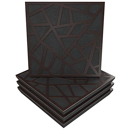 (4 Pack) — Sound Absorption-Diffuse Acoustic Panel «Skyross» | 19.7''x19.7''x2.1" | Absorption - Diffusion - Reflection - Soundproofing - Insulation | Wood laminated: (Wenge)