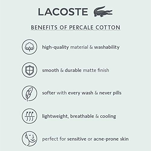 Lacoste 100% Cotton Percale Sheet Set, Graphic Stripe Print, Dark Grey, Twin Extra Long