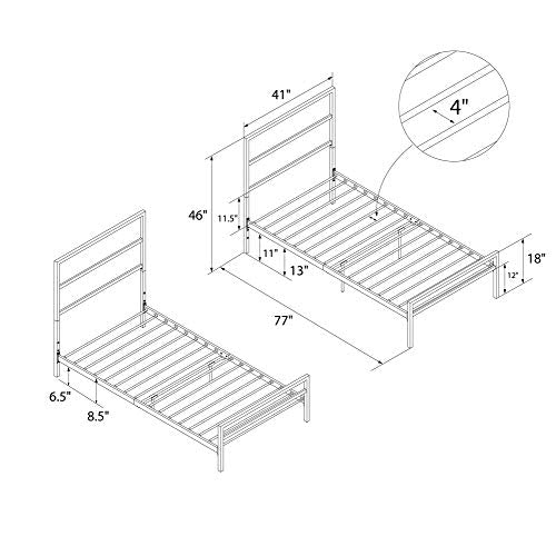 DHP Miles Metal Full Bed, Black