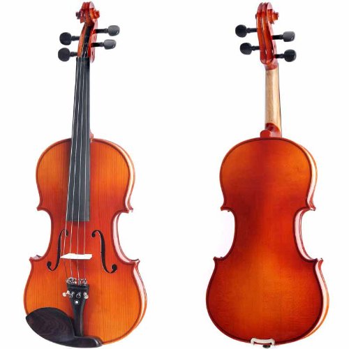 Cecilio CVN-300 Ebony Fitted Solid Wood Violin with Tuner and Lesson Book, Size 4/4 (Full Size)