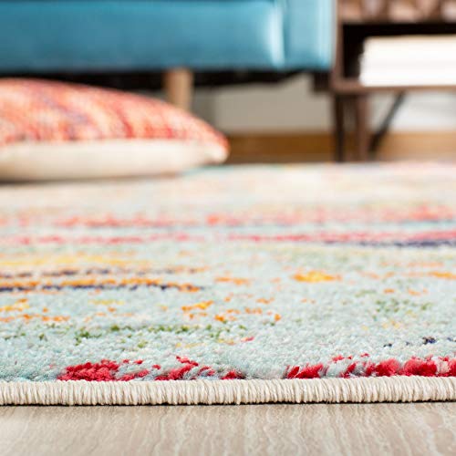 SAFAVIEH Madison Collection 12' x 15' Blue/Orange MAD422F Boho Chic Tribal Distressed Non-Shedding Living Room Bedroom Dining Home Office Area Rug