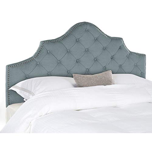 Safavieh Arebelle Sky Blue Upholstered Tufted Headboard - Silver Nailhead (King)