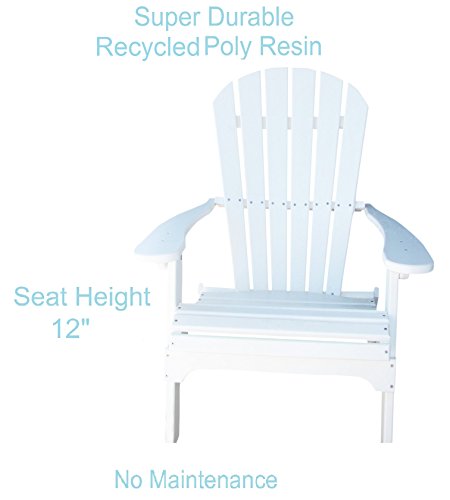 Phat Tommy Recycled Poly Resin Folding Adirondack Chair – Durable and Eco-Friendly Armchair. This Patio Furniture is Great for Your Lawn, Garden, Swimming Pool, Deck.