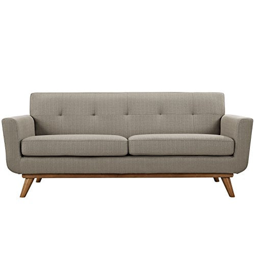 Modway Engage Mid-Century Modern Upholstered Fabric Loveseat In Granite