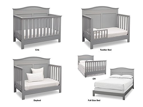 Serta Barrett 7-Piece Nursery Furniture Set - Convertible Crib, Dresser, Changing Top, Bookcase, Crib Mattress, Glider, Crib Sheets - Grey