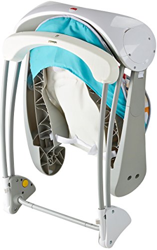 Fisher-Price Colourful Carnival Take-Along Swing and Seat, Blue/Gray Chevron, Portable Baby Swing and Stationary Infant Seat