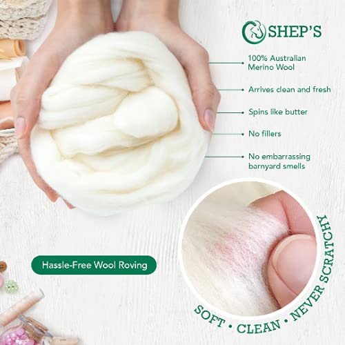 Shep's Natural White Merino Wool Top Roving Fiber Spinning, Felting Crafts USA (8lb)