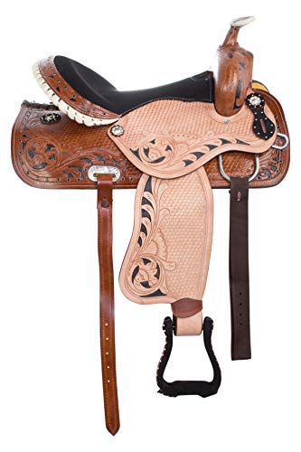 Acerugs 14” 15” 16” 17” Blue Black Pink Purple Western Inlay Barrel Racing Show Horse Saddle TACK Set Premium Leather (Wings, 14)