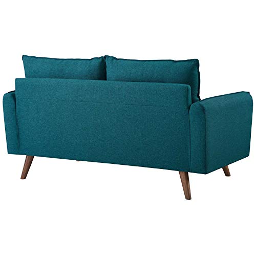 Modway Revive Contemporary Modern Fabric Upholstered Loveseat In Teal