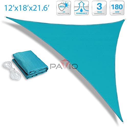 Patio Paradise Turquoise 12x18x22 Sun Shade Sail Canopy Awning Fabric Cloth Screen - UV Block UV Resistant Heavy Duty Commercial Grade - Outdoor Carport - We Make Custom Sizes