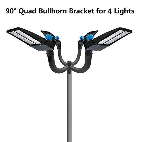 1000LED Bullhorn Mounting Bracket 90 Degree Quad Mounting Accessory for 4 Lights, 4-Arms Slip Fitter LED Shoebox Pole Light, Street Light