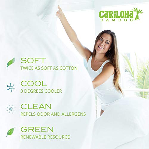 Cariloha Classic Bamboo Sheets 4 Piece Bed Sheet Set - Softest Bed Sheets and Pillow Cases - Lifetime Protection (Queen, Ivory)
