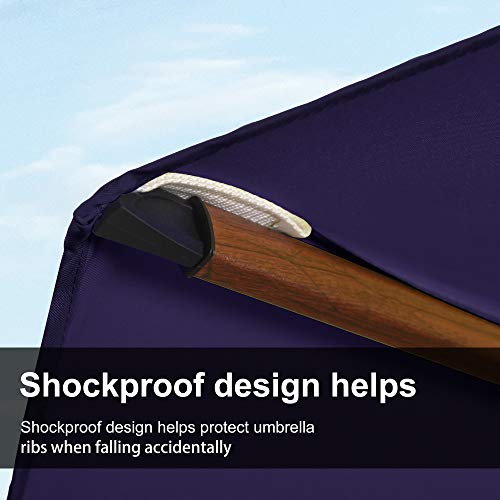 PURPLE LEAF 11 Feet Double Top Deluxe Sunbrella Wood Pattern Round Patio Umbrella Offset Hanging Umbrella Cantilever Umbrella Outdoor Market Umbrella Garden Umbrella, Spectrum Indigo