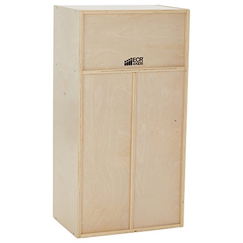 ECR4Kids Birch Streamline Classroom Locker - Hardwood Coat & Backpack Storage for Kids - 5-Section, Standard (46" H)