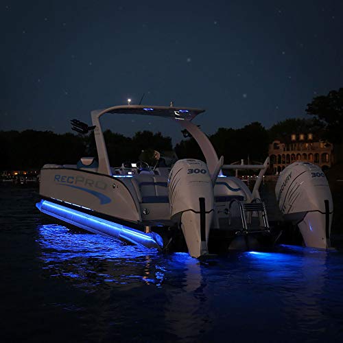 20'-25' Pontoon Boat Under Deck LED Lights | Harness and Mounting Track Included (Blue)