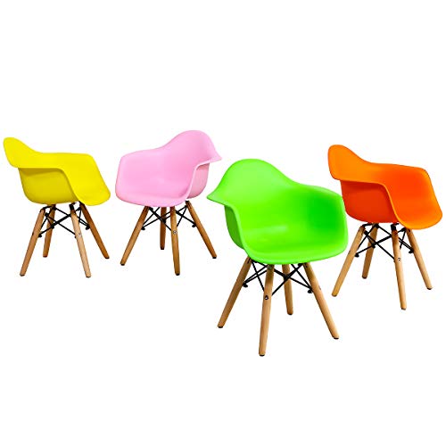 Costzon Kids Mid-Century Modern Style Dining Table Set, (White, Table & 4 Chairs)