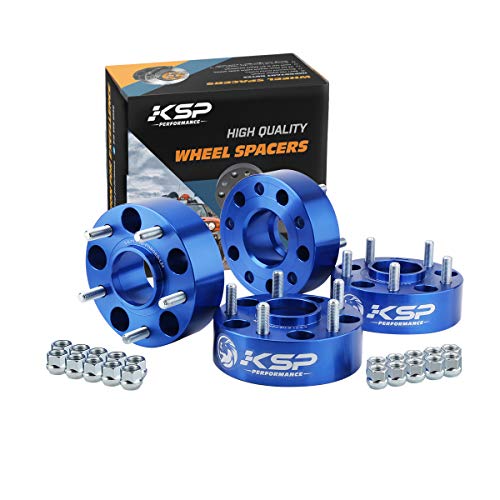 KSP 5x5 Wheel Spacers for JK XK WJ WK, 2"（50mm Hubcentric Spacers with 1/2-20 Studs 71.5mm Bore Forged for 1999-2010 Grand Cherokee, 2005-2010 Commander, 2007-2017 Wrangler, 4Pcs Blue