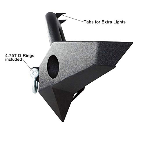 LEDKINGDOMUS Full Width Front Bumper Compatible for 07-18 Jeep Wrangler JK and JK Unlimited Rock Crawler With Fog Lights Hole, Winch Plate Black Textured