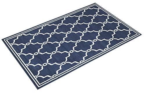 SAFAVIEH Amherst Collection AMT414P Trellis Non-Shedding Living Room Bedroom Dining Home Office Area Rug, 5'3" x 8', Navy / Beige