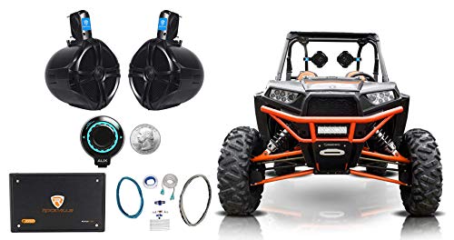 2 Rockville 8 inch Rollbar Speakers+4-ch Amp+Bluetooth Contol for ATV/UTV/RZR/Polaris