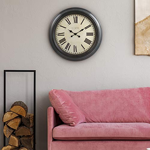 La Crosse 404-2658-INT 23-Inch Maxwell Quartz Wall Clock, Brown