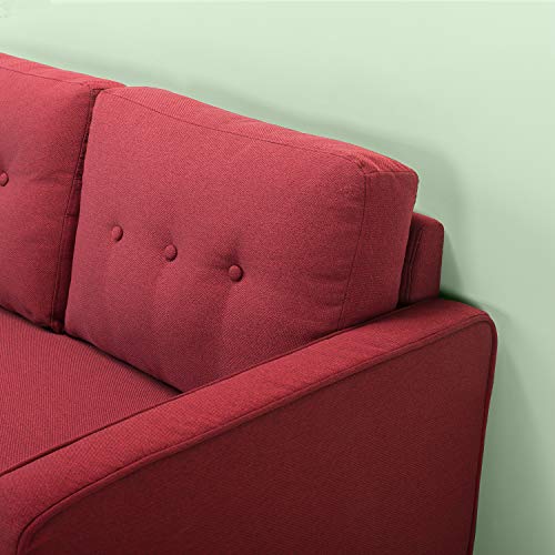 Zinus Mikhail Mid-Century Upholstered 52.8 Inch Sofa Couch / Loveseat, Ruby Red Weave