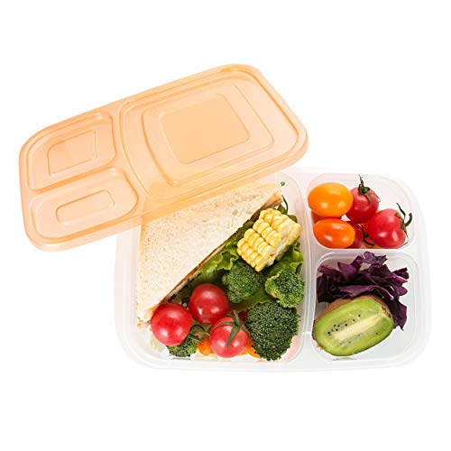 105 Pack Meal Prep Containers 3 Compartment-Divided Bento Lunch Box-Portion Control-Food Storage Containers with Lids
