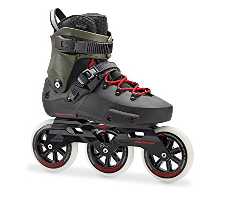 Rollerblade Twister Edge 110 3WD Unisex Adult Fitness Inline Skate, Black and Army Green, Premium Inline Skates, Size 8.5