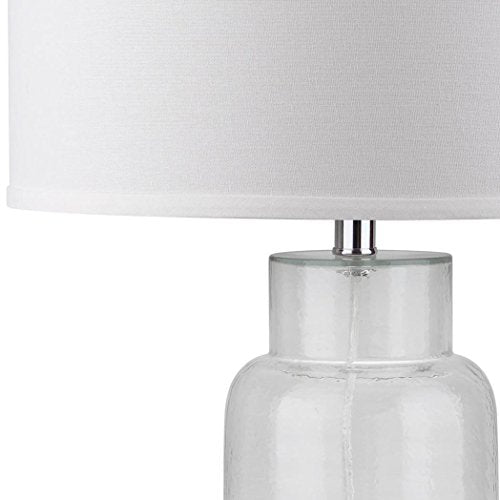 Safavieh Lighting Collection Bottle Glass Clear 30-inch Bedroom Living Room Home Office Desk Nightstand Table Lamp (Set of 2) - LED Bulbs Included