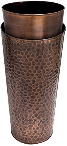 Large Outdoor Planters H Potter Tall Planter with Tray Indoor Copper Flower Pots Decorative Weather Resistant Garden Urn Deck Patio Plants Herbs Flowers Entryway Hallway Porch