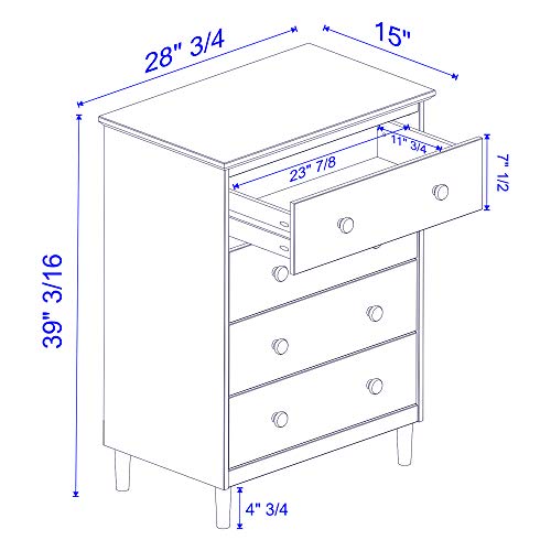 Walker Edison Wood Dresser Bedroom Storage Drawer Organizer Closet Hallway, 6, Walnut Brown