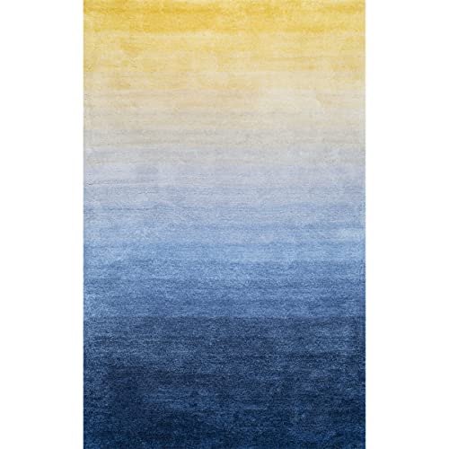 nuLOOM HJOS04A Hand Tufted Ombre Shag Rug, 5' x 8', Navy