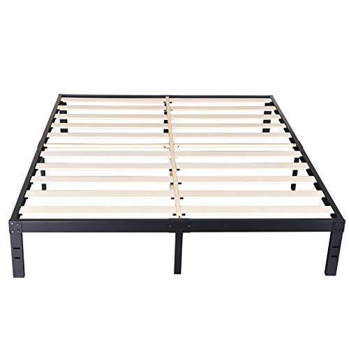 14 Inch Metal Platform Bed Frames / Wood Slat Support / No Box Spring Needed / 3500 lbs Heavy Duty/ Noise Free/ With storage / Black Finish Cal King