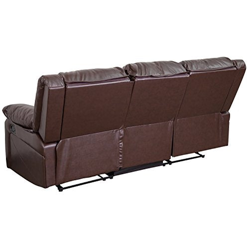 Flash Furniture Harmony Series Brown Leather Sofa with Two Built-In Recliners