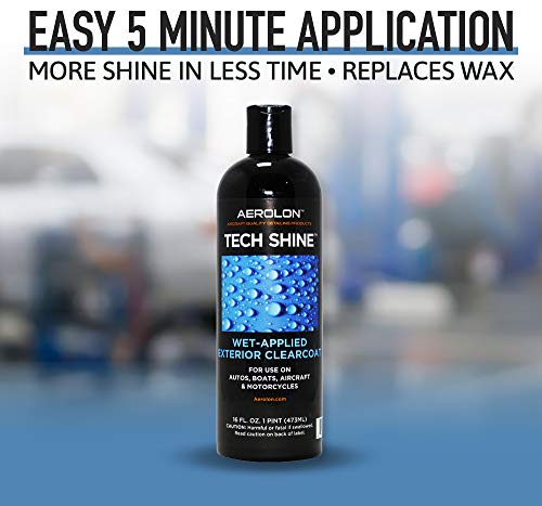 Aerolon - Tech Shine - Fast Wet-Applied Coating - Polymeric Car Wax - Top Coat Polish and Sealer - One 5-Mins Application to Hydrophobic Shine and Protect All Exterior Car Surfaces - 1 Gallon Jug