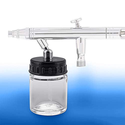 10pcs Glass Jar Airbrush Bottles Set 22cc Transparent Glass Bottle 5pcs AB02 5pcs AB03 Metal Connector with 30° 120°Down Angle Adaptor Lid Assembly Siphon Feed Airbrush, Use with Most airbrushes